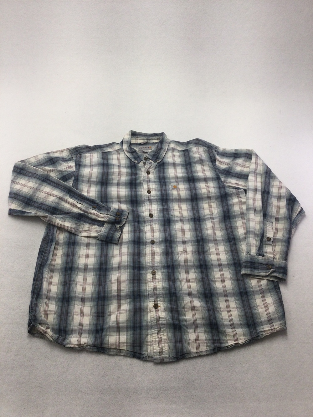 Carhartt Shirt Mens XL Blue Plaid Long Sleeve Button Down Relaxed Fit Casual